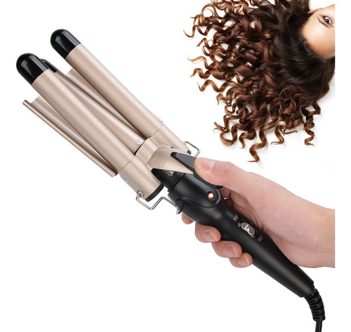 Waflera Para Cabello Tenazas Rizadoras Enchinadora Oro 22mm