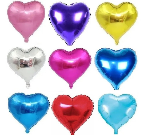 30 Globos Metalicos Corazon De 4 Pulgadas 10 Cm Colores