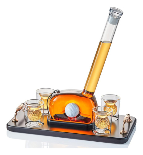 Juego De Decantador De Whisky De Golf Con 4 Vasos De Chupito