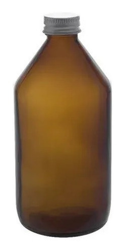 12 Botella Vidrio Ambar Jarabe 1 Litro Con Tapa De Chapa