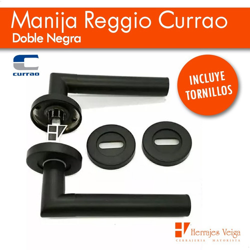 Imagen 3 de 10 de Manija Picaporte Currao Reggio Doble Negra T/tropea T/toshi