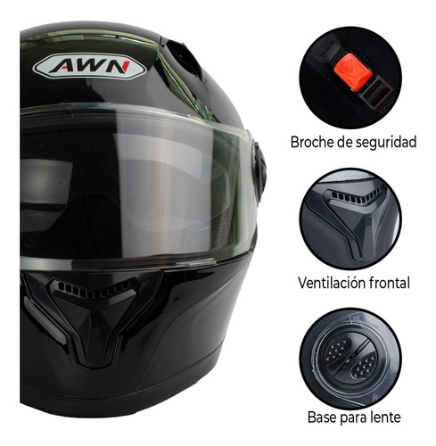 Casco para moto integral T-lab Protect  negro profesional talla L 