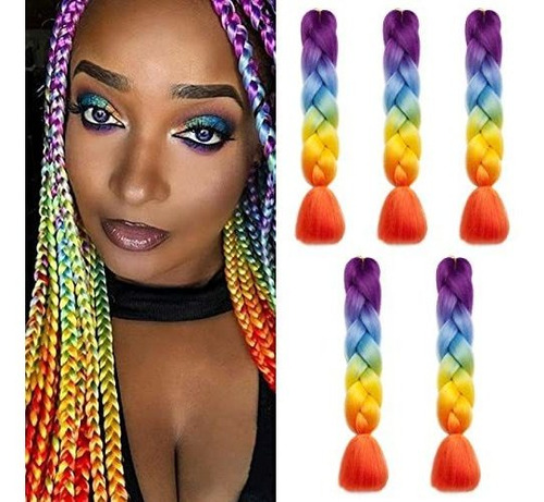 Benehair Arco Iris Trenzado Pelo 5 Paquetes/lot Lxrqw