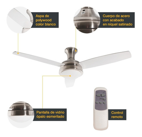 Ventilador de techo Designers 22998-4 con palas color níquel satinado 127V