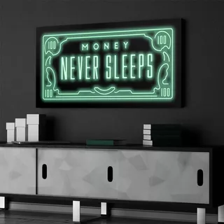 Cuadro Decorativo Canvas Monedas Money Never Sleeps