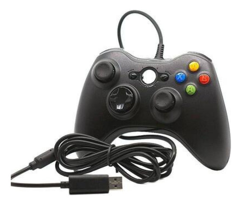 Controle Joystick Compatível Com Video Game Xbox 360 Preto E Computador Pc Usb Com Cabo Longo