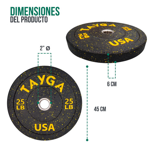 Par Disco Bumper Hi Temp 25 Lb C/u Negro/amarillo Tayga Color Amarillo