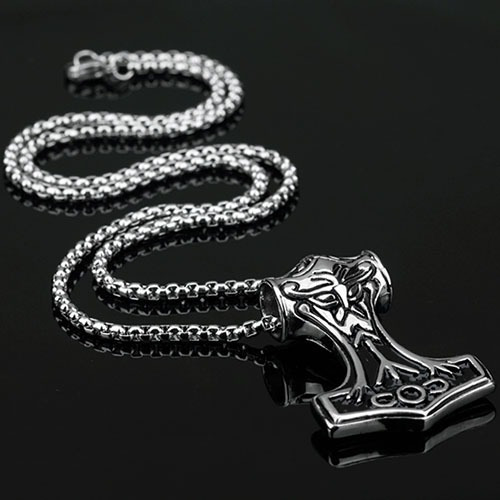 Colar Masculino Com Pingente Martelo De Thor Mjölnir Viking