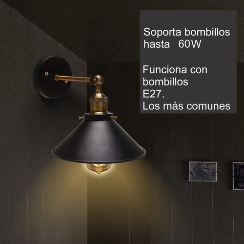 Imagen 6 de 7 de Lampara Aplique De Pared Vintage Estilo Antiguo X 3 Unidades