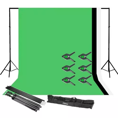  n/a - Kit de soporte de fondo portátil de 6.6 x 6.6 ft, sistema  de soporte de fondo, blanco, negro, verde, pantalla croma, tecla de  fotografía : Electrónica