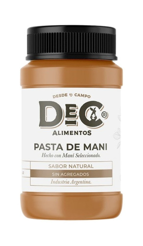 Imagen 1 de 1 de Pasta De Mani Dec Mantequilla Natural Sin Azucar Sin Sal