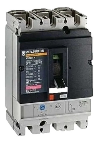 Disjuntor Tripolar 100a 85ka Ns100n Tm100d 29630 Merlin Gerin Schneider