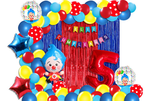 Kit Decoración Globos Metálicos (97 Piezas) Payaso Plim Plim