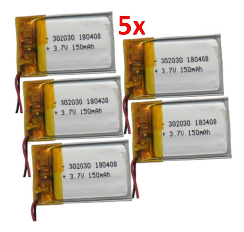 Kit 5x Pcs Bateria 3,7v 500mah Polímero Lítio Li-po Recarre