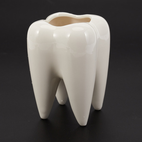 Maceta De Cerámica Blanca Con Forma De Diente, Diseño Modern