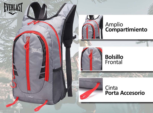 Mochila Running Everlast Bici Deportes Correr Impermeable Ts Color Negro