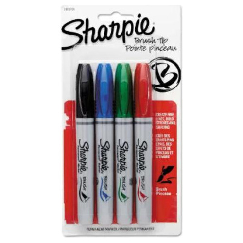 Marcadores Permanente Sharpie Brush Tip Com 4 Cores