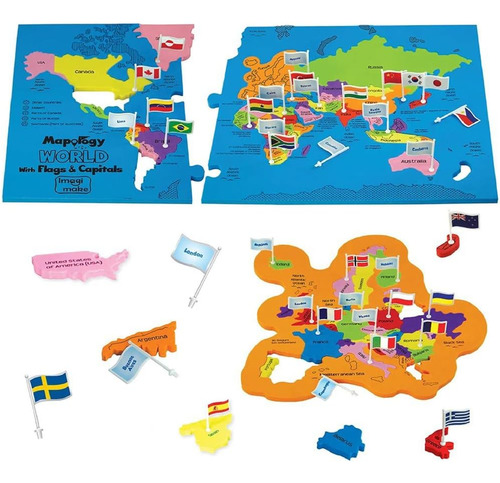 Juego De Mesa Mapology World Con Banderas Y Capitales