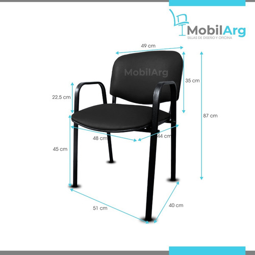 Imagen 4 de 9 de Silla Fija Apilable Tapizada Oficina Con Brazos Reforzada Fabricacion Nacional Con Garantia - Varios Colores