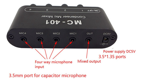 Nuevo Mezclador De Micrófono De Condensador Mini Audio Mixer