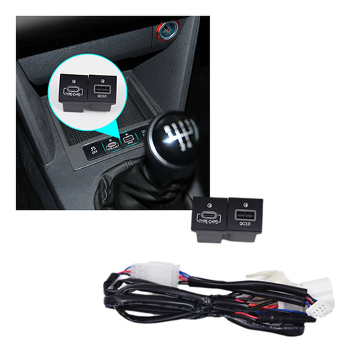 . Enchufe De Cargador Rápido Qc3.0+pd For Coche, Toma De