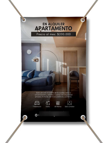 Pendón Carteles Publicitario Diseños Variados Con Ojetillos