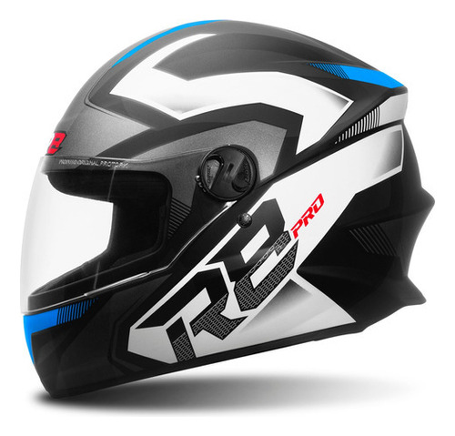 Capacete Para Moto Liberty R8 Pro Brilhante Fechado Protork Cor Preto-azul Tamanho do capacete 58