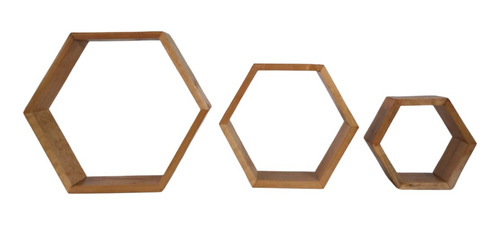 Juego De 3 Repisas Hexagonales De Madera Para Colgar