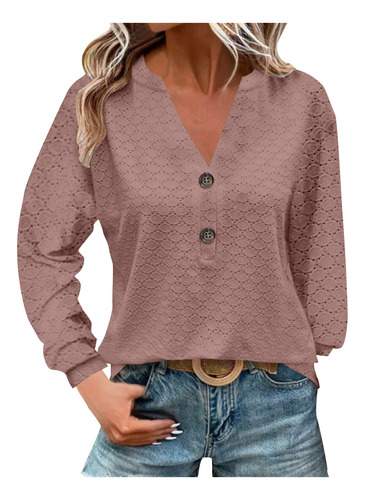 Camiseta Feminina De Manga Comprida Com Decote Em V