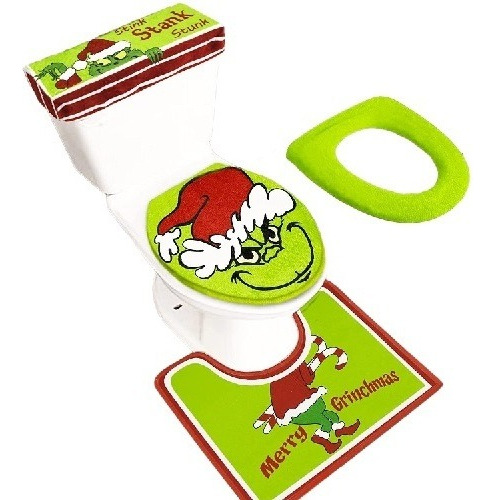 Grinch Juego De Baño Navideño Con Tapete