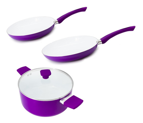 Set 2 Sartenes + Cacerola Olla Ceramica Antiadherente Envio