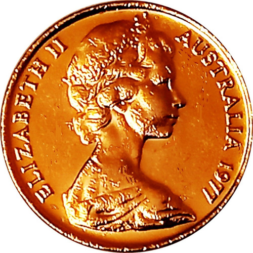 Australia 10 Cents Del Año 1977 Con Baño Oro 24k - Isabel Ii