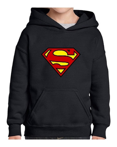 Buzo Canguro Hoodie Negro Superman Dc - Unisex