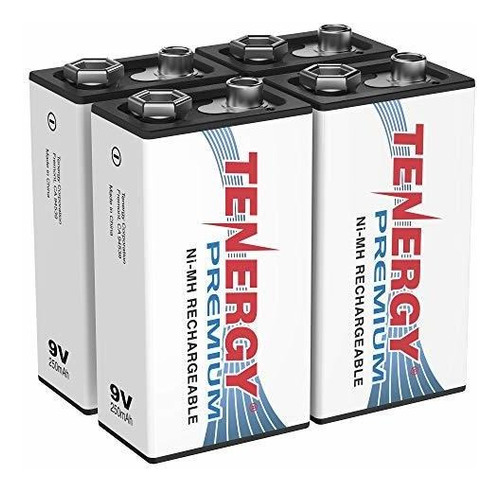 4 Piezas De Baterías Recargables Nimh Tenergy Premium 9v 200