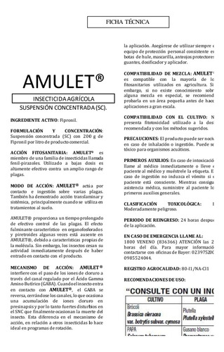 Imagen 3 de 5 de Insecticida Amulet Original Bayer Antes Regent (fipronil)