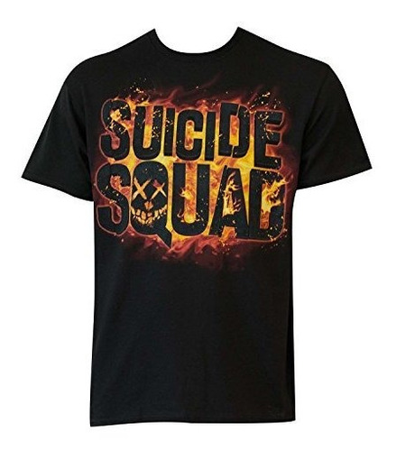 Dc Comics Pelotón Del Suicidio Flaming Logo Adulto Camiseta 
