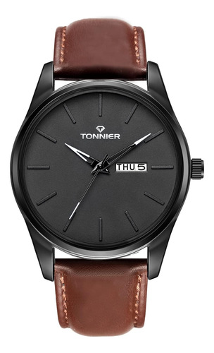 Relojes Tonnier Para Hombre Con Correa De Cuero, Reloj Con C