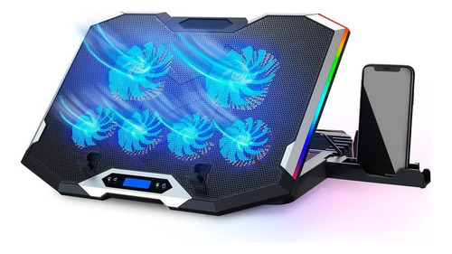 Base Cooler 6 Ventiladores Enfriador Notebook Lcd Luz Rgb Color 52049