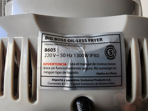 Imagen 6 de 6 de Freidora De Aire Big Boss 8605 220v Gris Con Caja