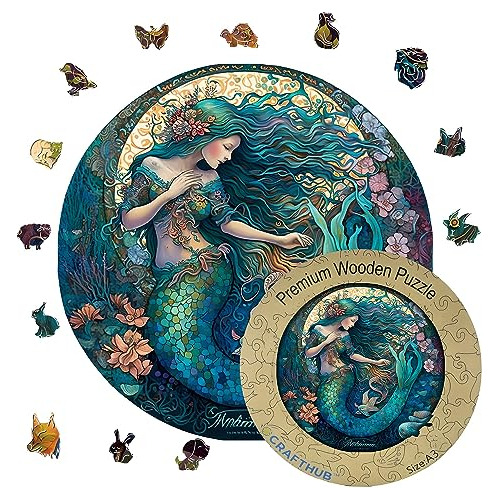 Dreamy Mermaid Wooden Jigsaw Puzzle: Dive Into Magical ...