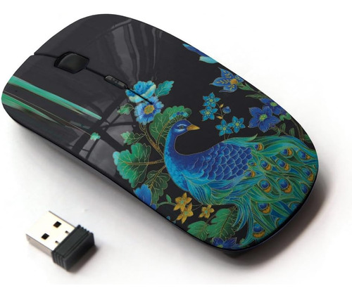 Kawaiimouse [mouse Inalámbrico Óptico 2,4g] Pavo Real Pájaro