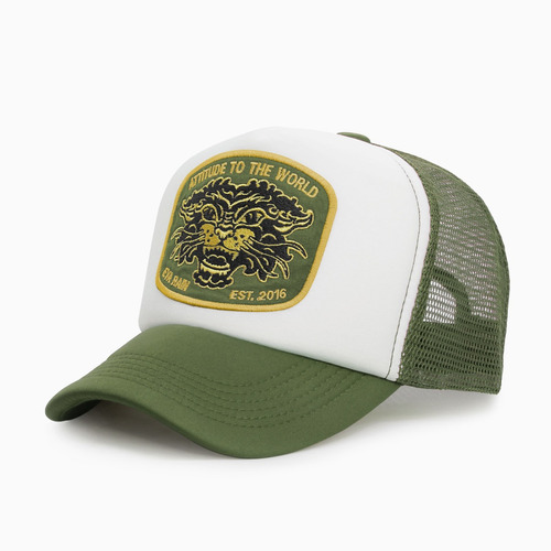 Gorra Bordado Militar Trucker Fury Cat Verde Eva Rain®