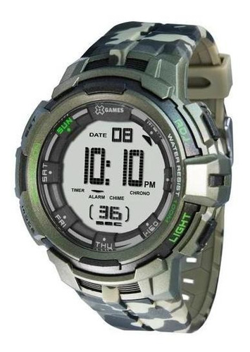 Relógio X-games Xmppd386 Bxef Masculino Camuflado Verde