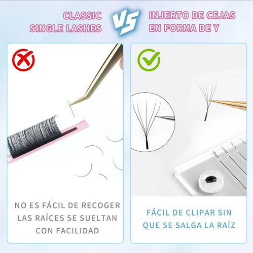 Masscaku Extensiones De Pestañas 5d W Shape 8-15mm Mix 0.07d Negro C
