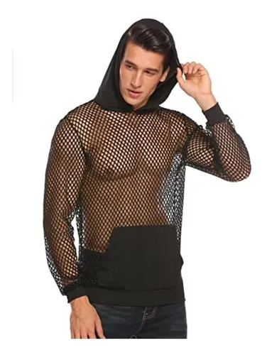 Pebish Sobrevivir beneficioso Hoodie Con Capucha Malla Transparente Camiseta Para Hombre | Cuotas sin  interés