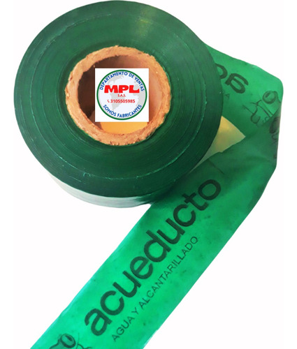 Cinta  Red De Acueducto Verde Rollo X 500 Metros