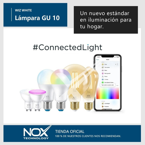 Imagen 2 de 9 de Lampara Dicroica Led Wiz App Wifi Calida Fria 4.9w Gu10