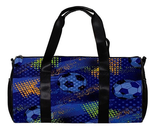 Graffiti Soccer Blue Color Arrow Sports Duffel Bag Travel T.