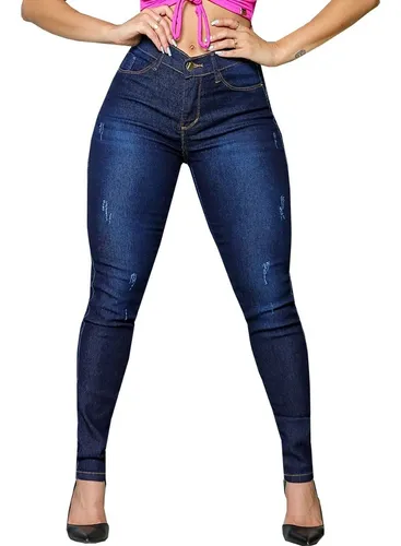 Calça Jeans Feminina Cintura Alta Skinny Com Lycra