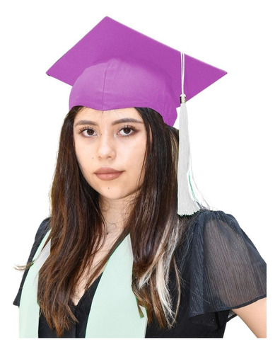Birrete Graduación Rosa Unitalla Con Borla Blanco Unitalla Adulto